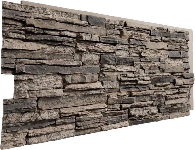 Ekena Millwork EverStone Canyon Ridge Faux Stone Panel, 45 3/4"W x 24 1/2"H x 1 1/4"D, Urban Color - Image 3